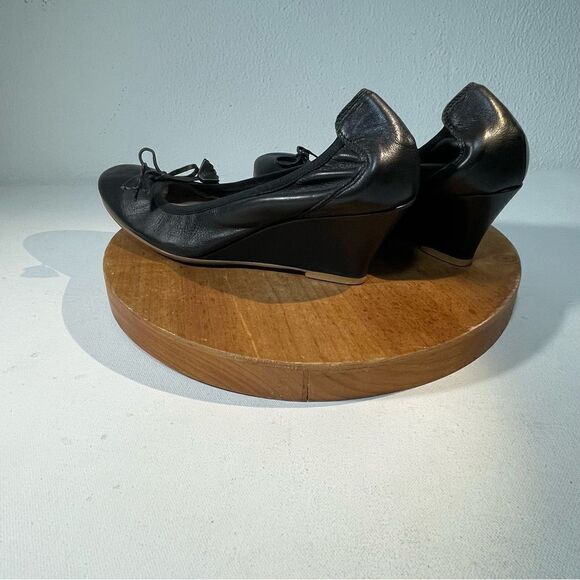 Trotta & Pagano black leather wedge heels with tassel size 39 size 8.5 - Picture 8 of 9